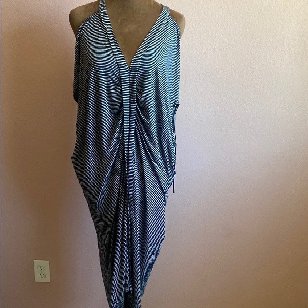 MAX STUDIO Elegant Blue Striped Women's Dress